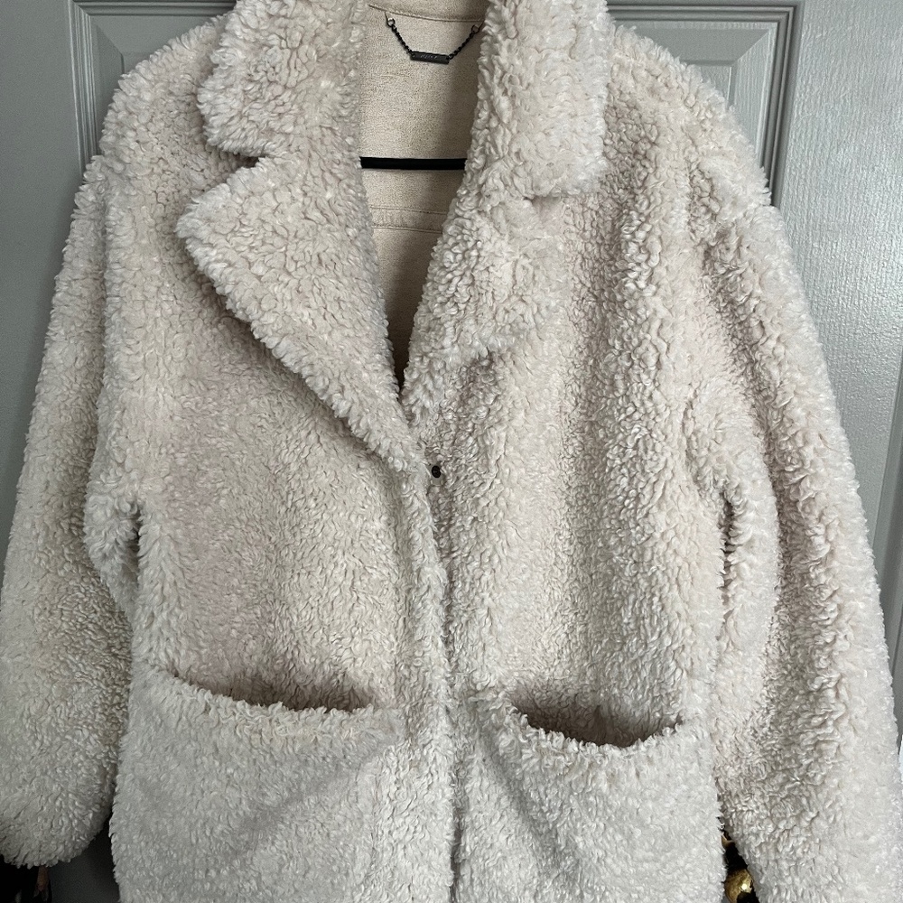 Marc Cain reversible FAUX shearling coat, Size 8